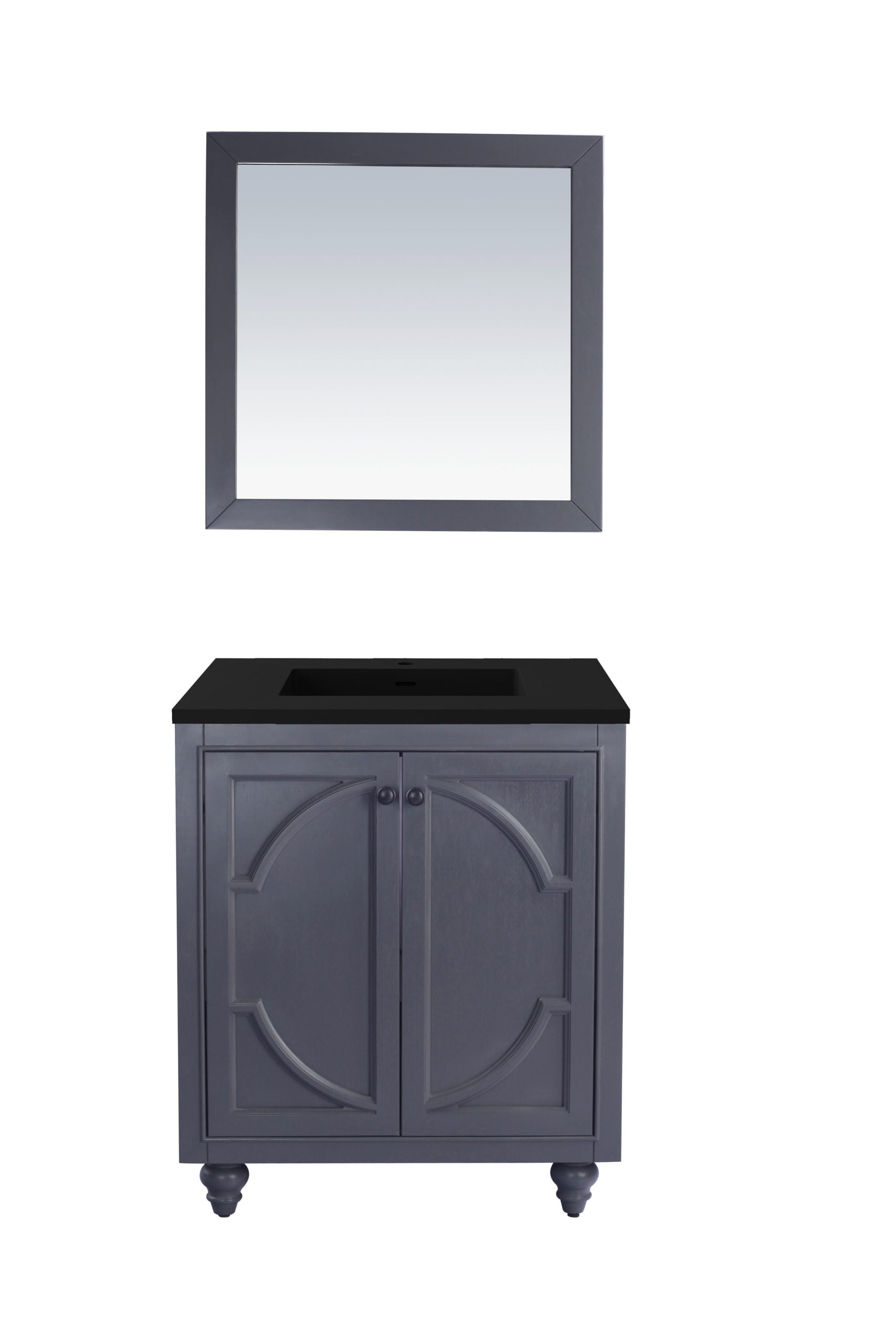 Laviva - Odyssey 30" Maple Grey Bathroom Vanity with Matte Black VIVA Stone Solid Surface Countertop | 313613-30G-MB