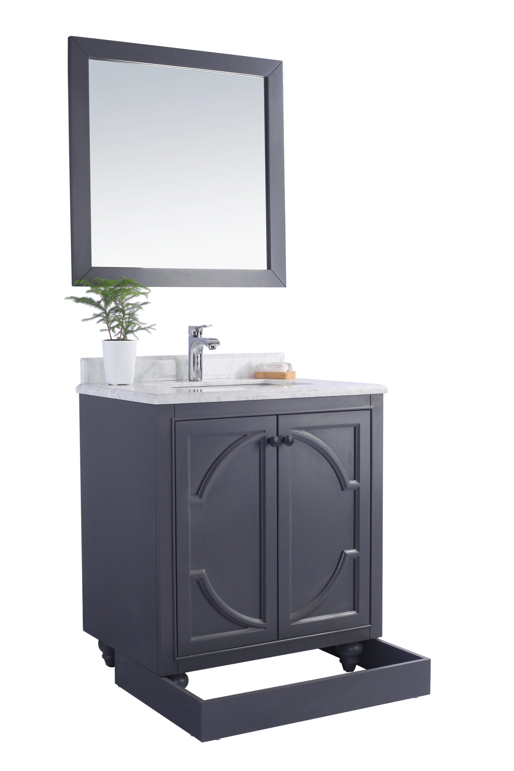 Laviva - Odyssey 30" Maple Grey Bathroom Vanity with Matte Black VIVA Stone Solid Surface Countertop | 313613-30G-MB