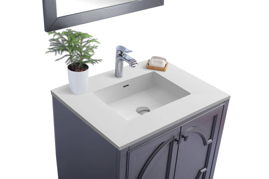 Laviva - Odyssey 30" Maple Grey Bathroom Vanity with Matte White VIVA Stone Solid Surface Countertop | 313613-30G-MW