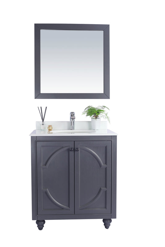 Laviva - Odyssey 30" Maple Grey Bathroom Vanity with Pure White Phoenix Stone Countertop | 313613-30G-PW