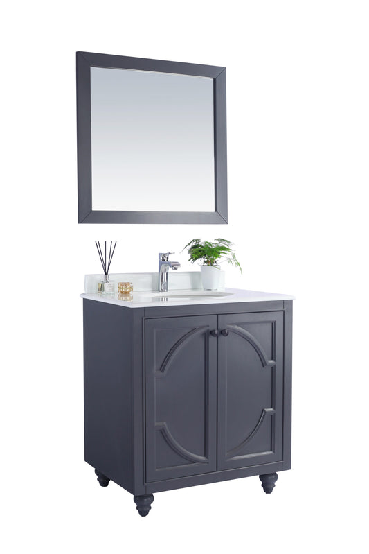 Laviva - Odyssey 30" Maple Grey Bathroom Vanity with Pure White Phoenix Stone Countertop | 313613-30G-PW