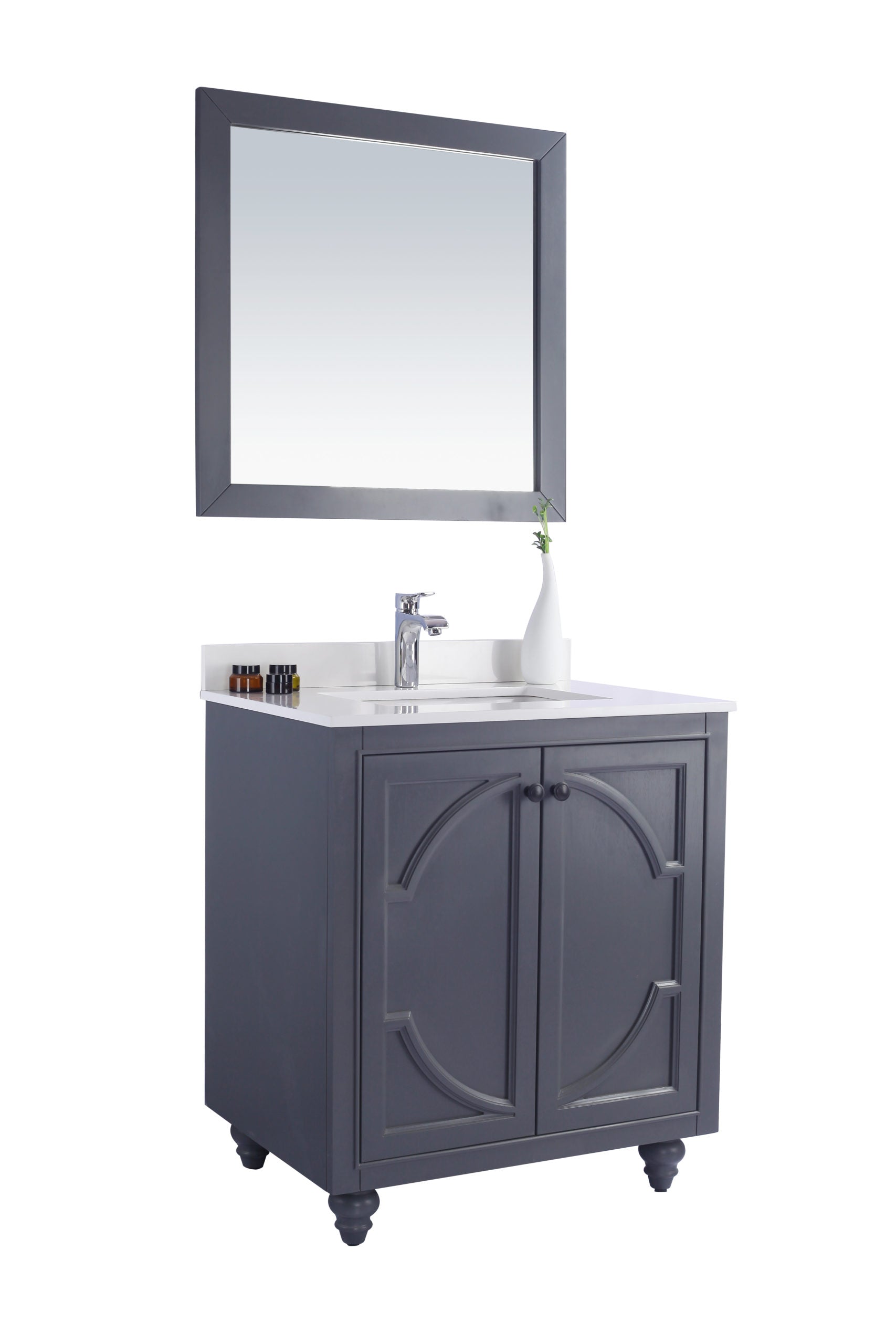 Laviva - Odyssey 30" Maple Grey Bathroom Vanity with White Quartz Countertop | 313613-30G-WQ