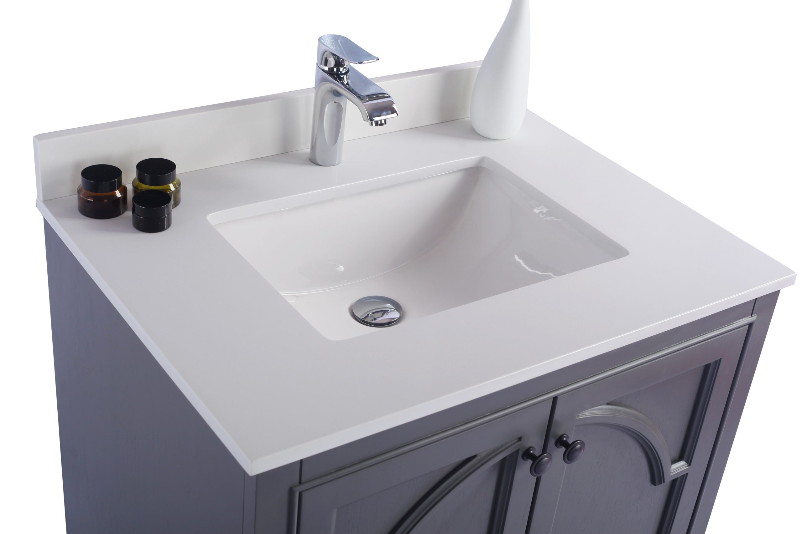 Laviva - Odyssey 30" Maple Grey Bathroom Vanity with White Quartz Countertop | 313613-30G-WQ