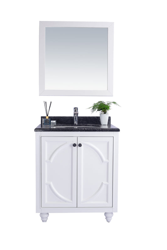 Laviva - Odyssey 30" White Bathroom Vanity with Black Wood Marble Countertop | 313613-30W-BW