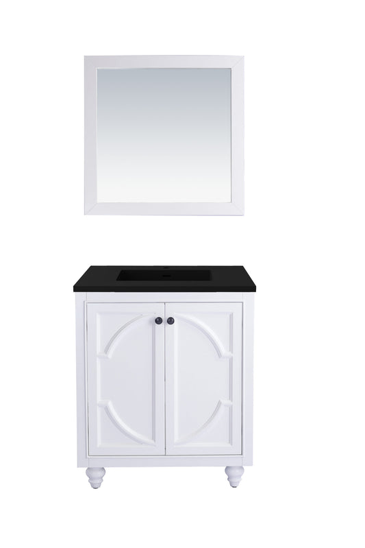 Laviva - Odyssey 30" White Bathroom Vanity with Matte Black VIVA Stone Solid Surface Countertop | 313613-30W-MB