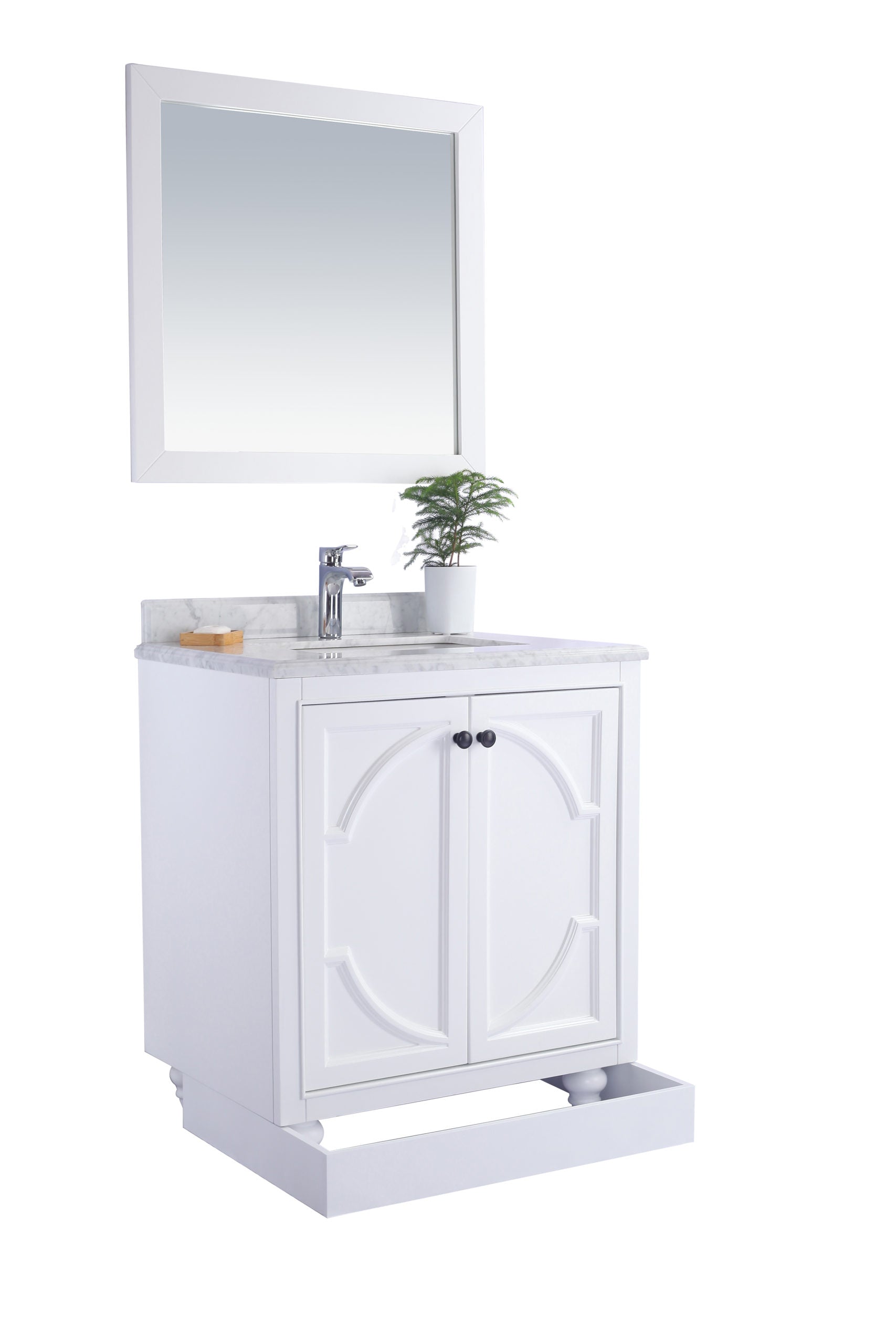 Laviva - Odyssey 30" White Bathroom Vanity with Matte Black VIVA Stone Solid Surface Countertop | 313613-30W-MB