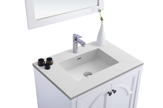 Laviva - Odyssey 30" White Bathroom Vanity with Matte White VIVA Stone Solid Surface Countertop | 313613-30W-MW