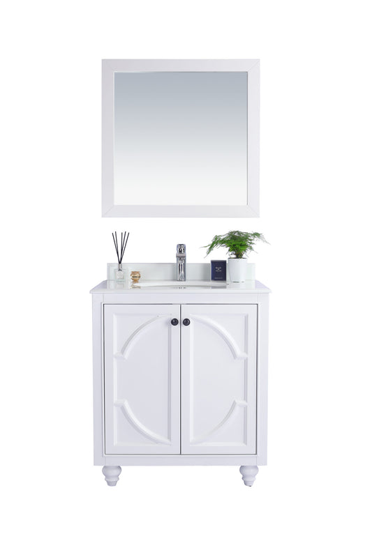 Laviva - Odyssey 30" White Bathroom Vanity with Pure White Phoenix Stone Countertop | 313613-30W-PW