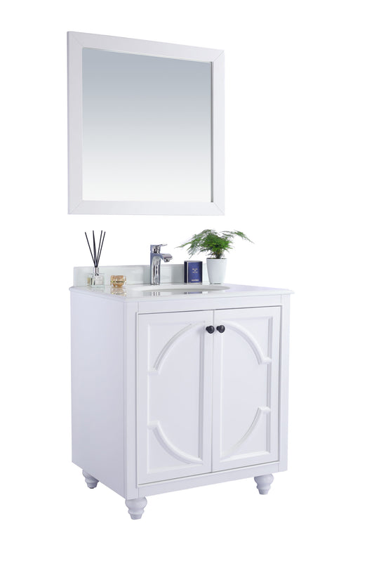 Laviva - Odyssey 30" White Bathroom Vanity with Pure White Phoenix Stone Countertop | 313613-30W-PW