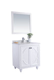 Laviva - Odyssey 30" White Bathroom Vanity with White Carrara Marble Countertop | 313613-30W-WC