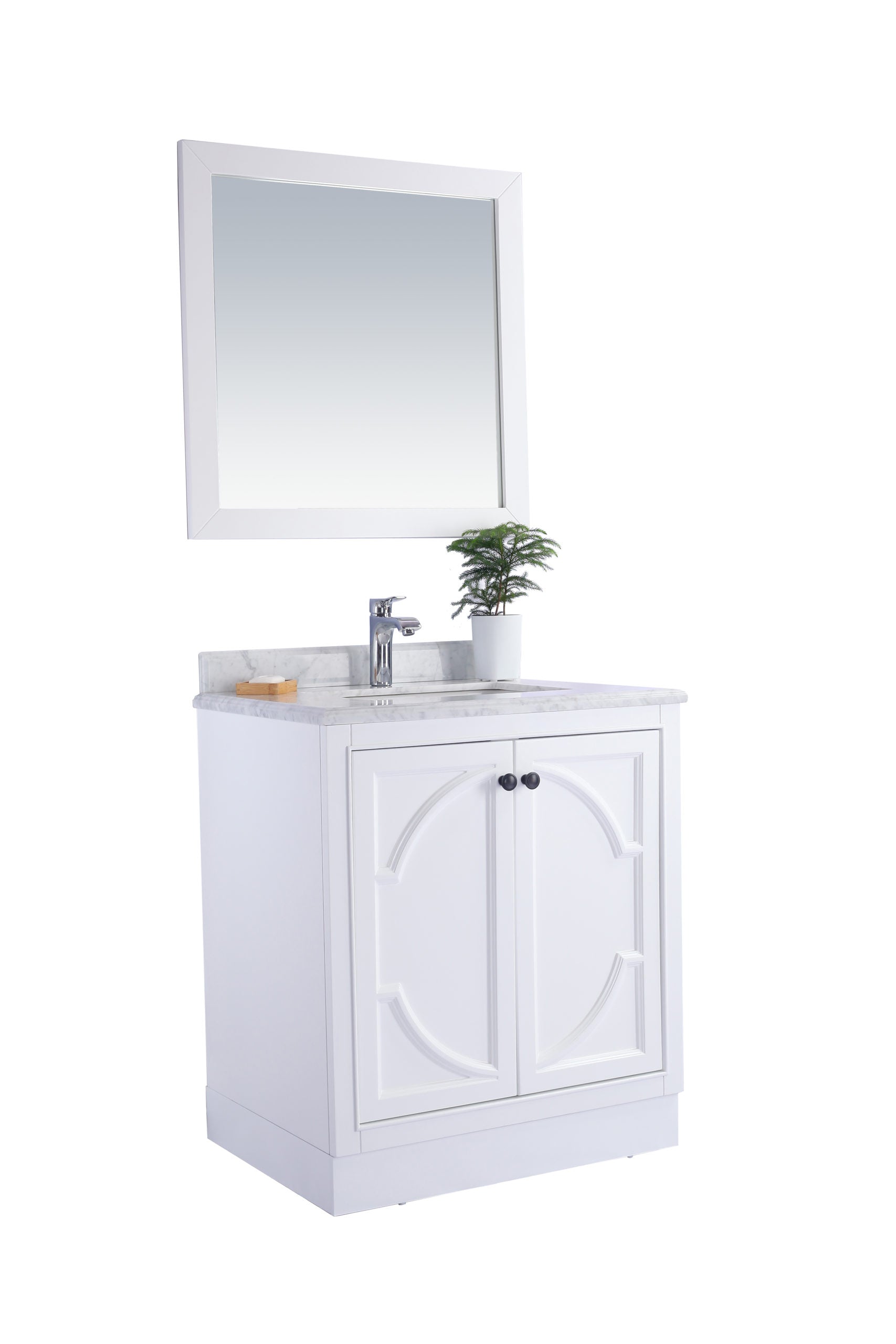 Laviva - Odyssey 30" White Bathroom Vanity with White Carrara Marble Countertop | 313613-30W-WC