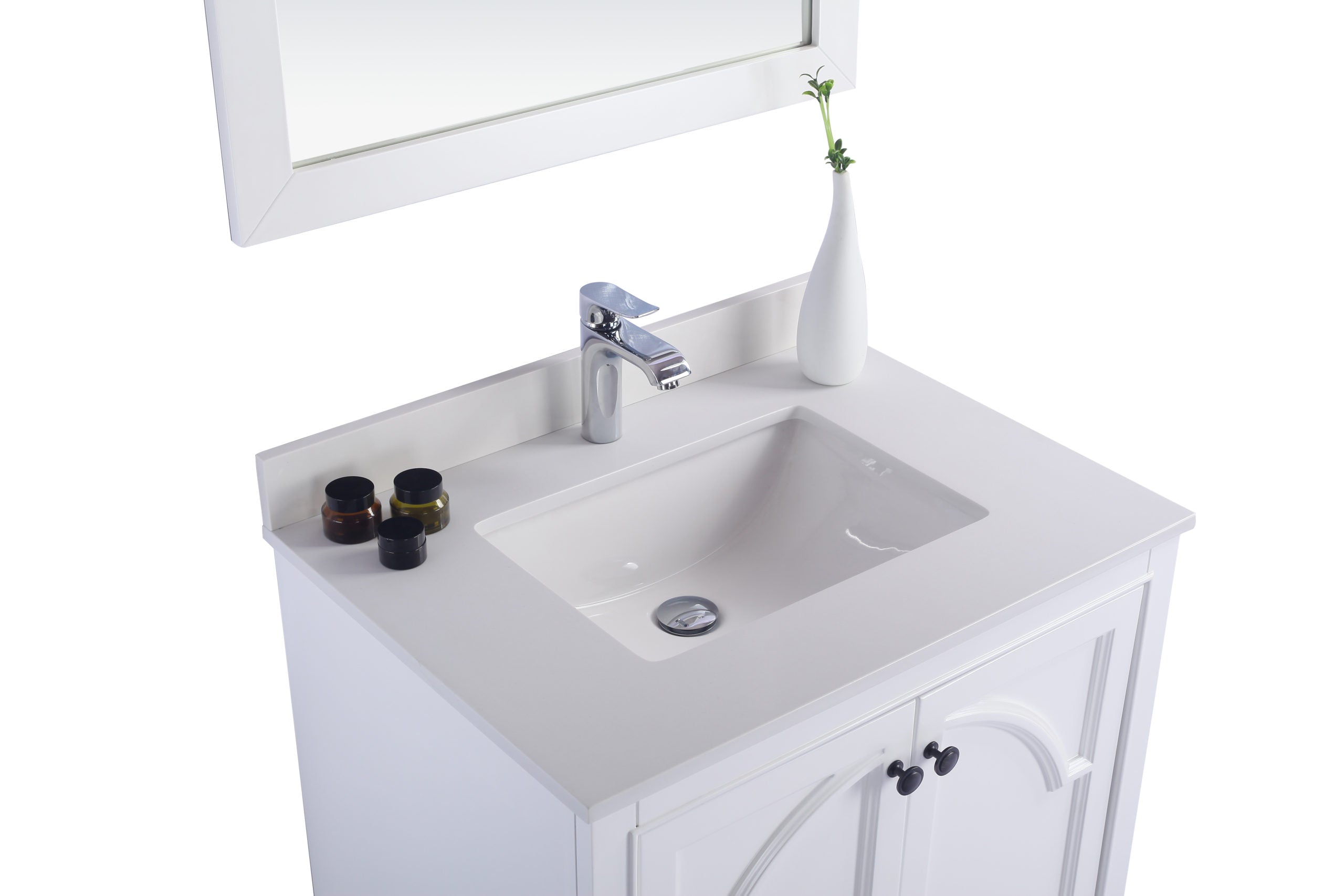 Laviva - Odyssey 30" White Bathroom Vanity with White Quartz Countertop | 313613-30W-WQ