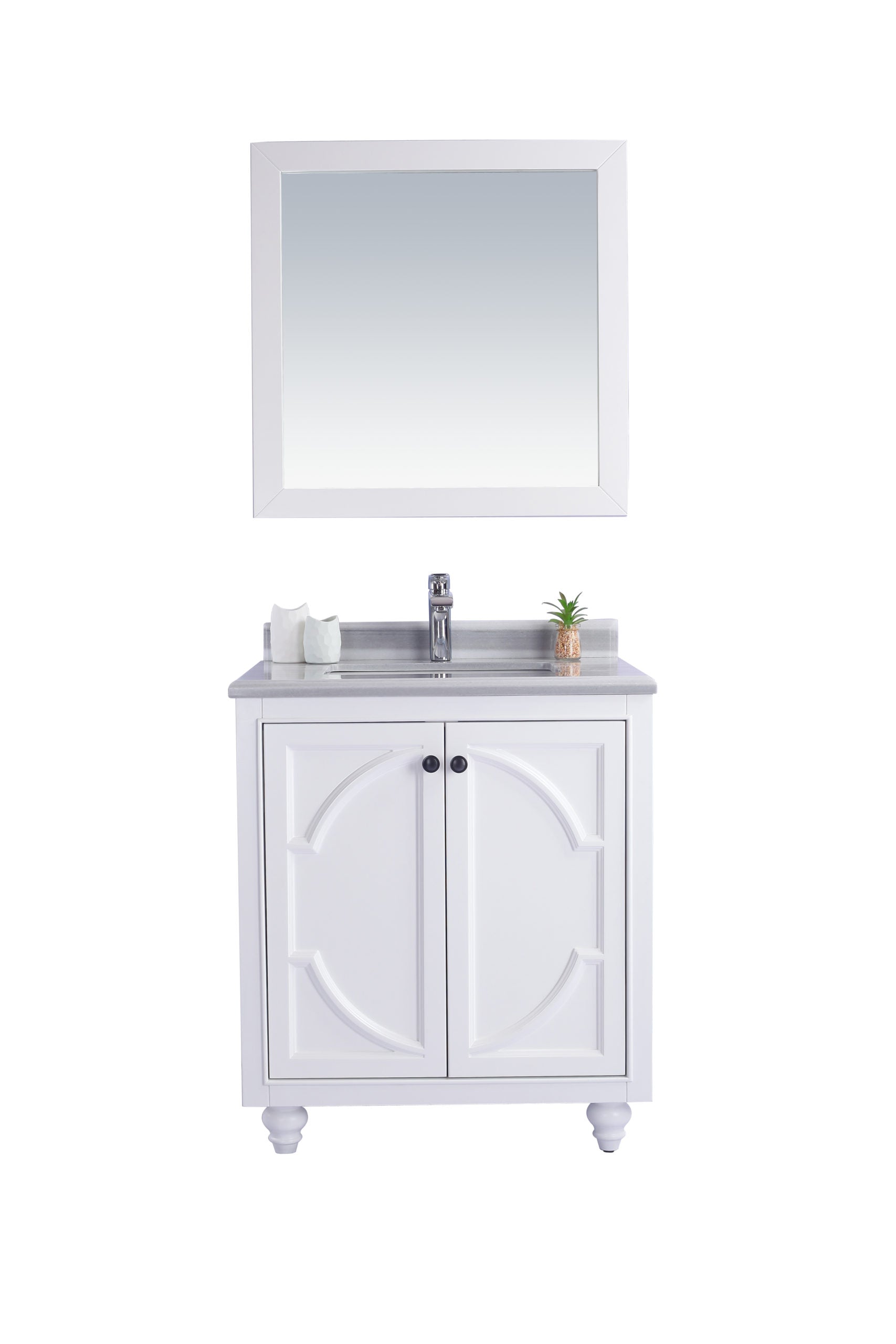 Laviva - Odyssey 30" White Bathroom Vanity with White Stripes Marble Countertop | 313613-30W-WS