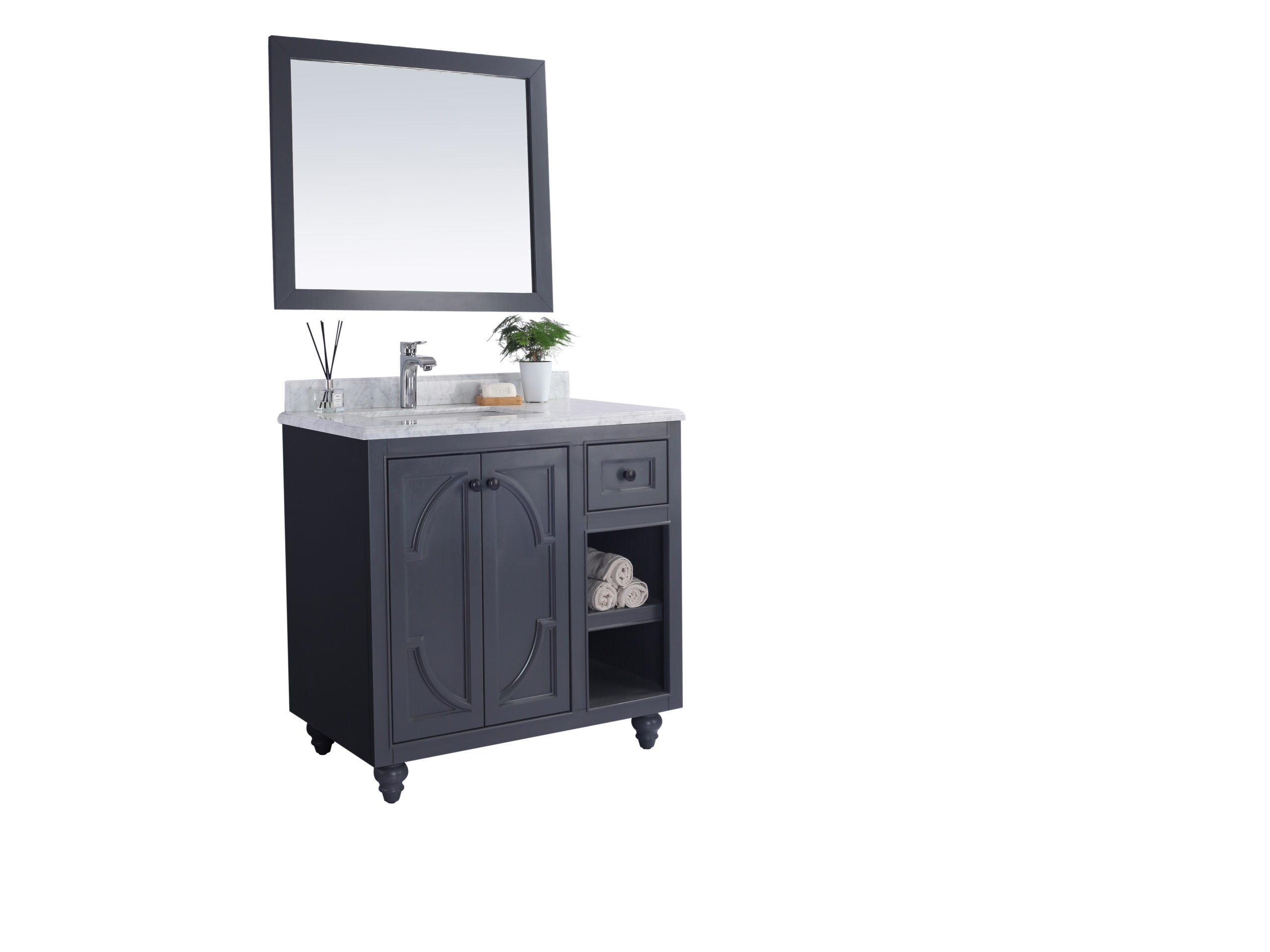 Laviva - Odyssey 36" Maple Grey Bathroom Vanity with White Carrara Marble Countertop | 313613-36G-WC