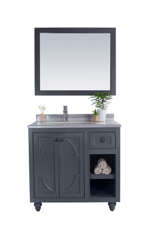 Laviva - Odyssey 36" Maple Grey Bathroom Vanity with White Stripes Marble Countertop | 313613-36G-WS