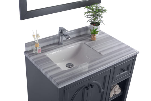 Laviva - Odyssey 36" Maple Grey Bathroom Vanity with White Stripes Marble Countertop | 313613-36G-WS