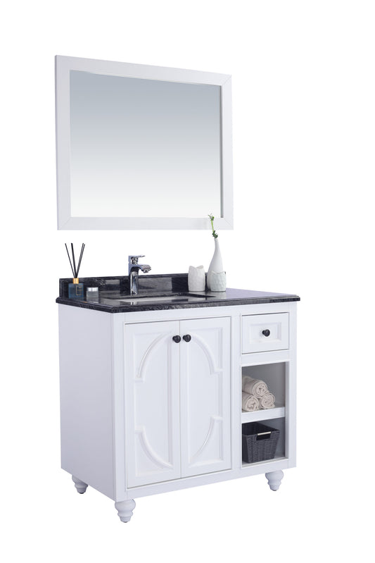 Laviva - Odyssey 36" White Bathroom Vanity with Black Wood Marble Countertop | 313613-36W-BW