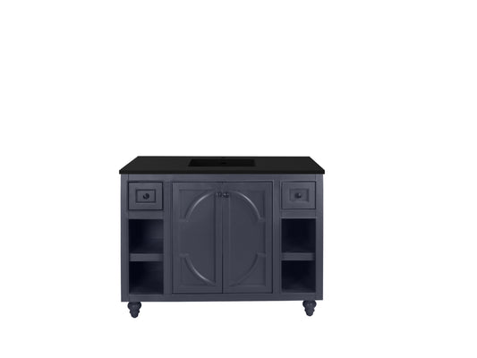 Laviva - Odyssey 48" Maple Grey Bathroom Vanity with Matte Black VIVA Stone Solid Surface Countertop | 313613-48G-MB