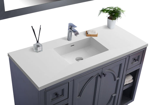 Laviva - Odyssey 48" Maple Grey Bathroom Vanity with Matte White VIVA Stone Solid Surface Countertop | 313613-48G-MW