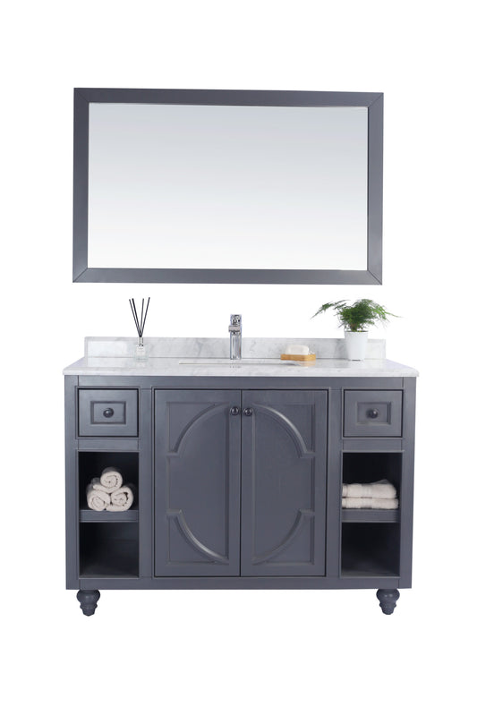 Laviva - Odyssey 48" Maple Grey Bathroom Vanity with White Carrara Marble Countertop | 313613-48G-WC