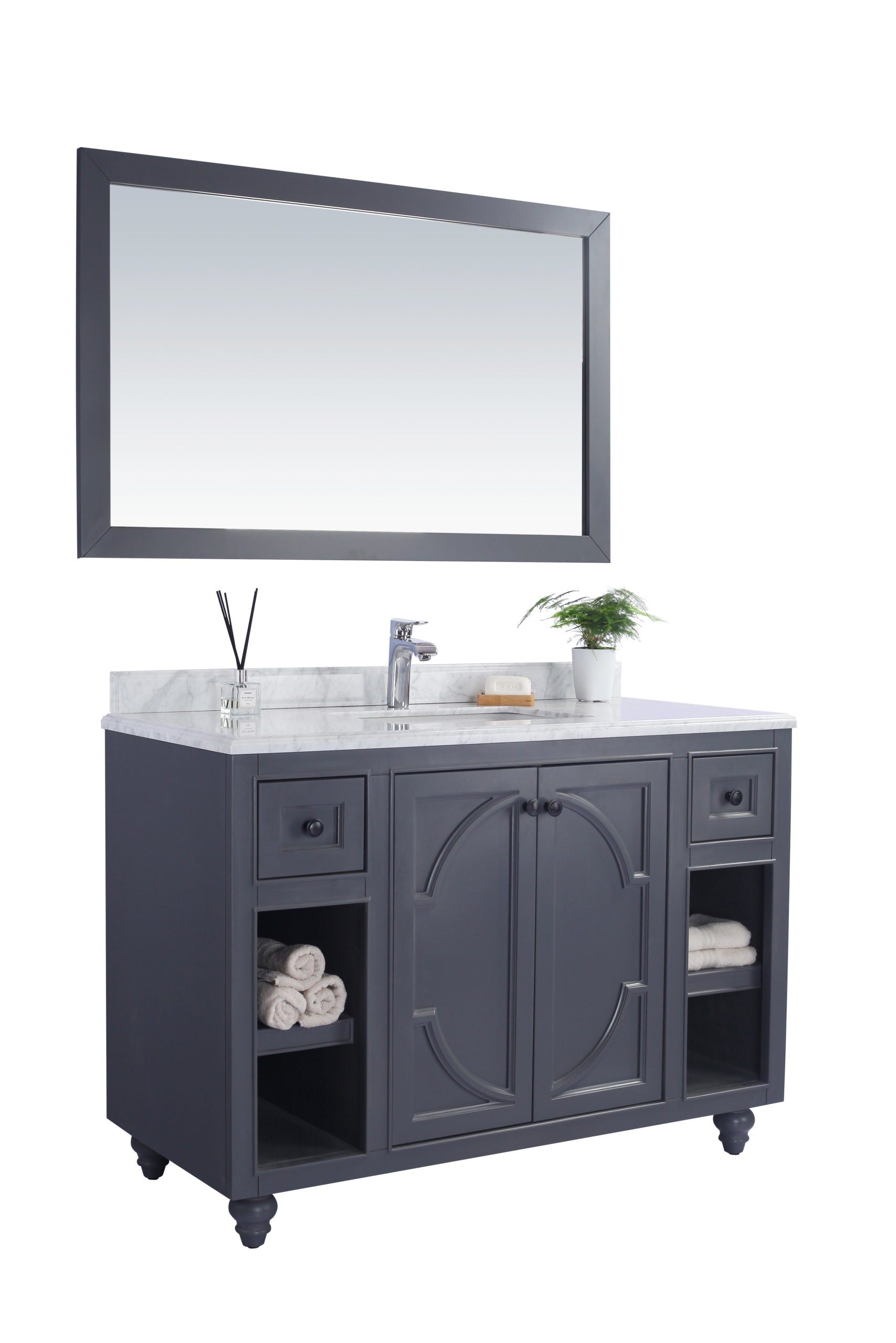 Laviva - Odyssey 48" Maple Grey Bathroom Vanity with White Carrara Marble Countertop | 313613-48G-WC