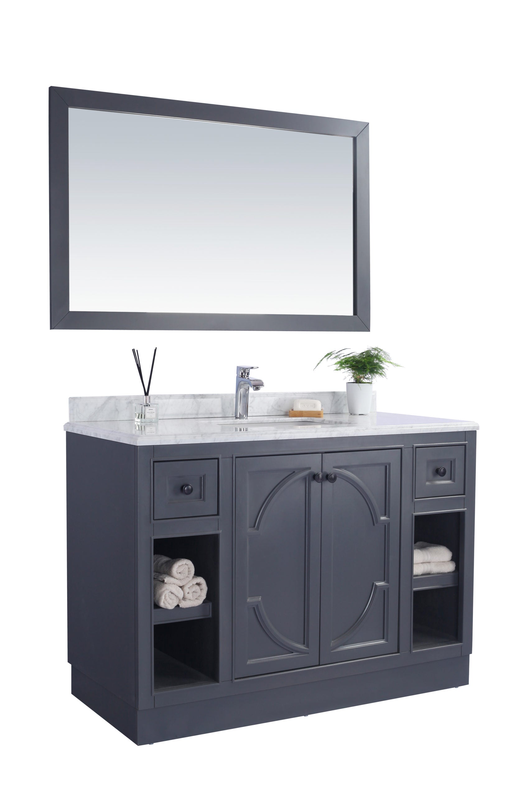 Laviva - Odyssey 48" Maple Grey Bathroom Vanity with White Carrara Marble Countertop | 313613-48G-WC