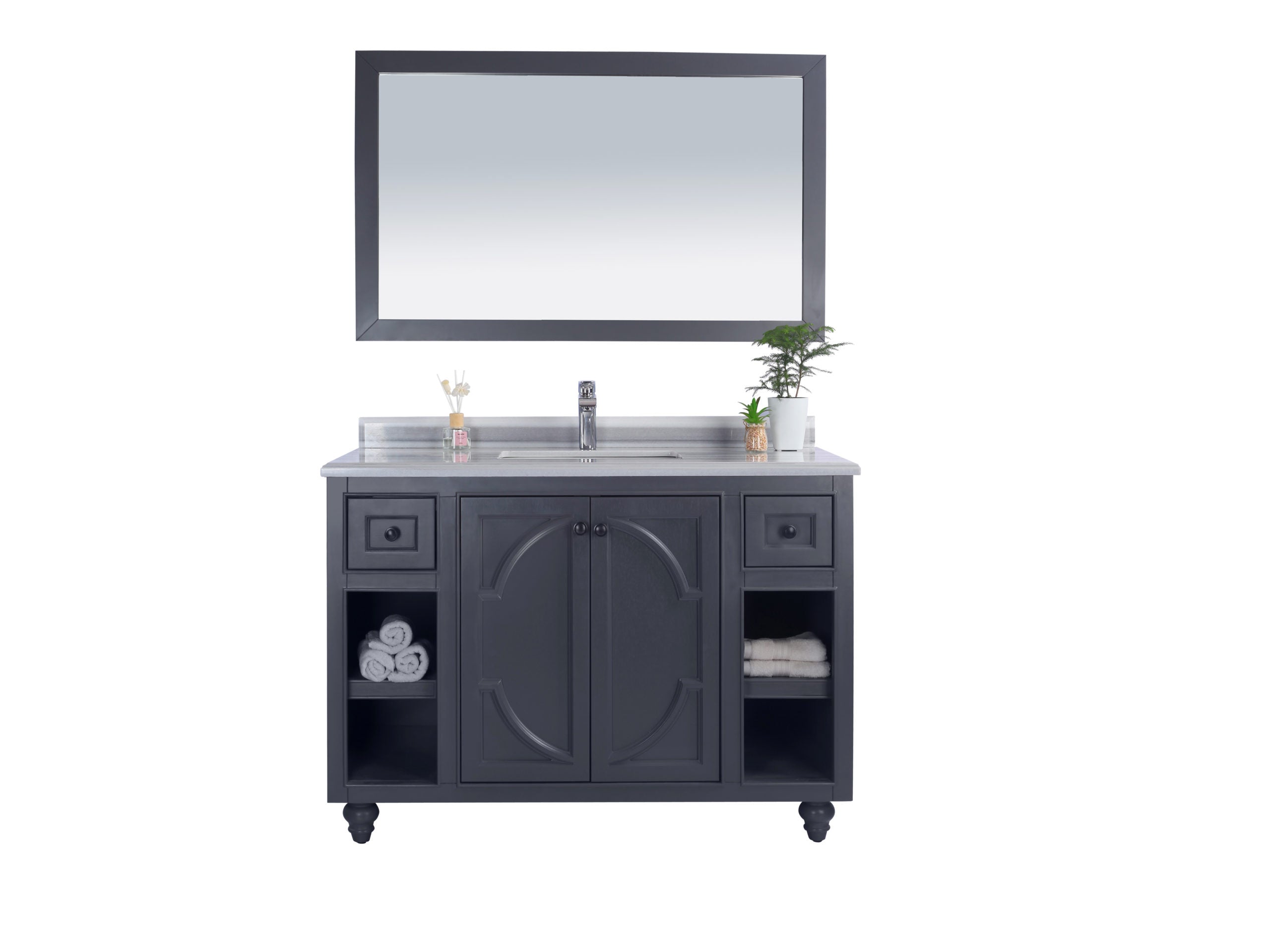 Laviva - Odyssey 48" Maple Grey Bathroom Vanity with White Stripes Marble Countertop | 313613-48G-WS