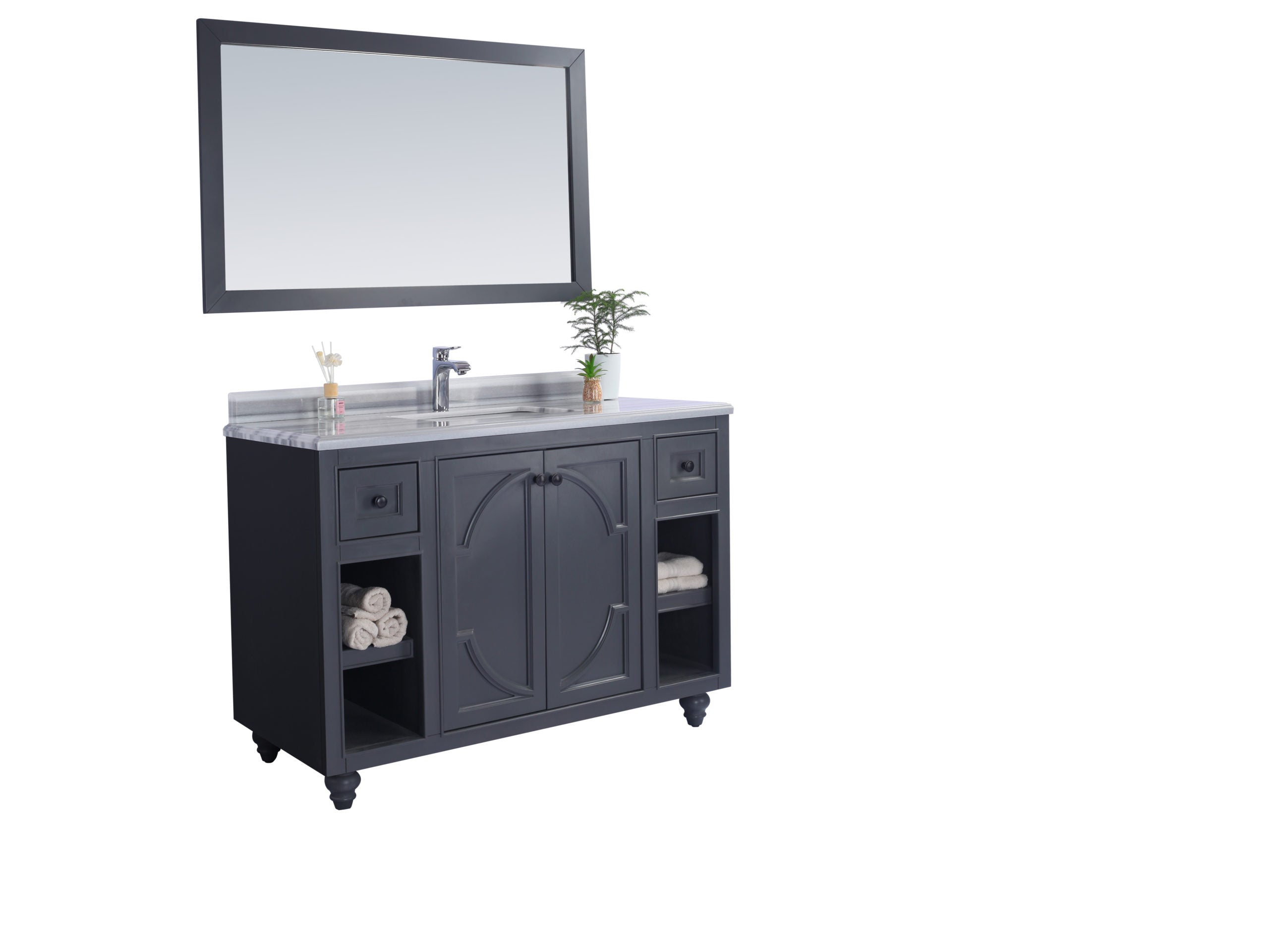 Laviva - Odyssey 48" Maple Grey Bathroom Vanity with White Stripes Marble Countertop | 313613-48G-WS