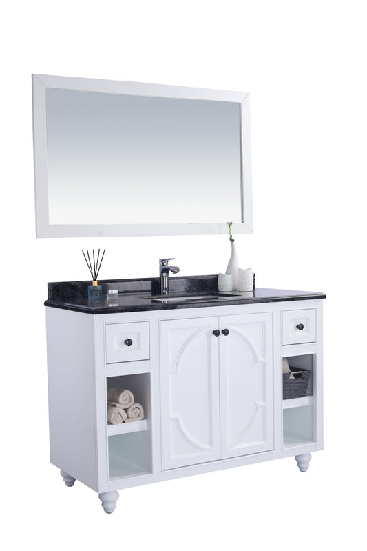 Laviva - Odyssey 48" White Bathroom Vanity with Black Wood Marble Countertop | 313613-48W-BW