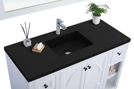 Laviva - Odyssey 48" White Bathroom Vanity with Matte Black VIVA Stone Solid Surface Countertop | 313613-48W-MB