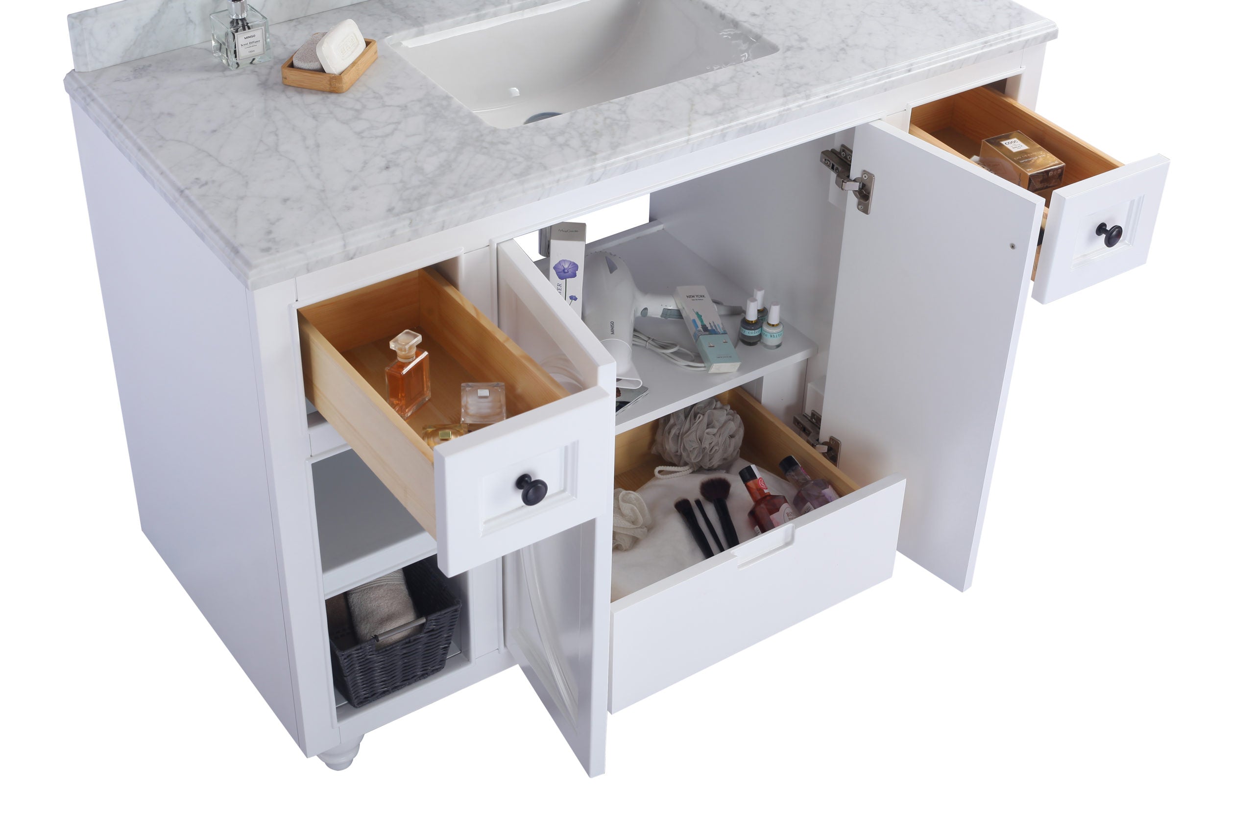 Laviva - Odyssey 48" White Bathroom Vanity with Matte White VIVA Stone Solid Surface Countertop | 313613-48W-MW