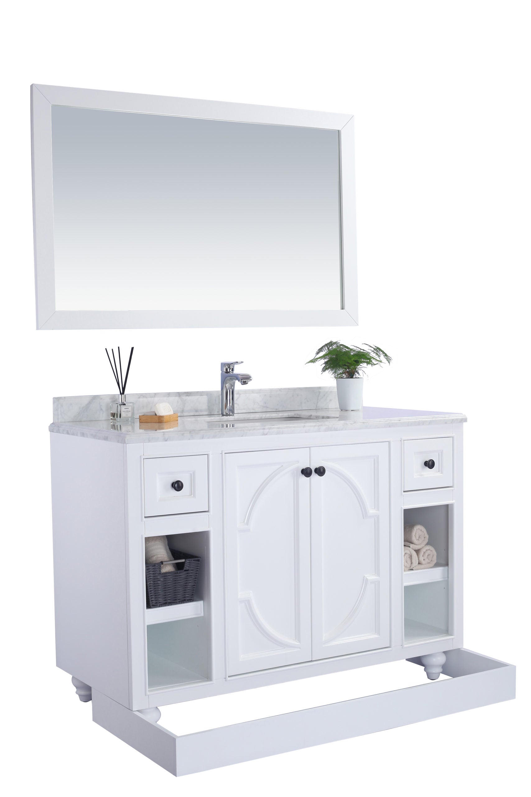 Laviva - Odyssey 48" White Bathroom Vanity with Matte White VIVA Stone Solid Surface Countertop | 313613-48W-MW