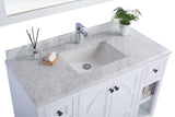 Laviva - Odyssey 48" White Bathroom Vanity with White Carrara Marble Countertop | 313613-48W-WC