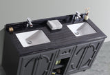 Laviva - Odyssey 60" Maple Grey Double Sink Bathroom Vanity with Black Wood Marble Countertop | 313613-60G-BW