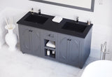 Laviva - Odyssey 60" Maple Grey Double Sink Bathroom Vanity with Matte Black VIVA Stone Solid Surface Countertop | 313613-60G-MB