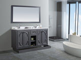 Laviva - Odyssey 60" Maple Grey Double Sink Bathroom Vanity with White Stripes Marble Countertop | 313613-60G-WS