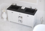 Laviva - Odyssey 60" White Double Sink Bathroom Vanity with Matte Black VIVA Stone Solid Surface Countertop | 313613-60W-MB