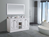 Laviva - Odyssey 60" White Double Sink Bathroom Vanity with White Stripes Marble Countertop | 313613-60W-WS