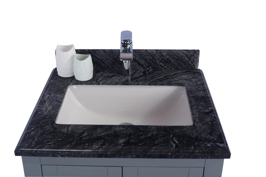 Laviva - Wilson 24" Grey Bathroom Vanity with Black Wood Marble Countertop | 313ANG-24G-BW