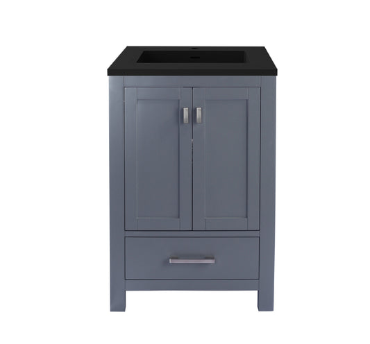 Laviva - Wilson 24" Grey Bathroom Vanity with Matte Black VIVA Stone Solid Surface Countertop | 313ANG-24G-MB