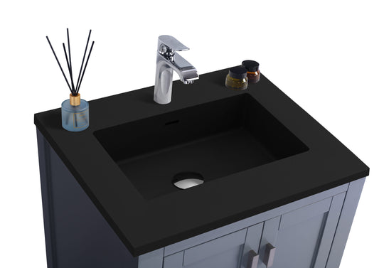 Laviva - Wilson 24" Grey Bathroom Vanity with Matte Black VIVA Stone Solid Surface Countertop | 313ANG-24G-MB