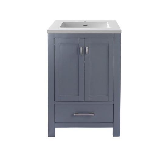 Laviva - Wilson 24" Grey Bathroom Vanity with Matte White VIVA Stone Solid Surface Countertop | 313ANG-24G-MW