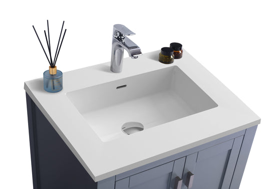 Laviva - Wilson 24" Grey Bathroom Vanity with Matte White VIVA Stone Solid Surface Countertop | 313ANG-24G-MW