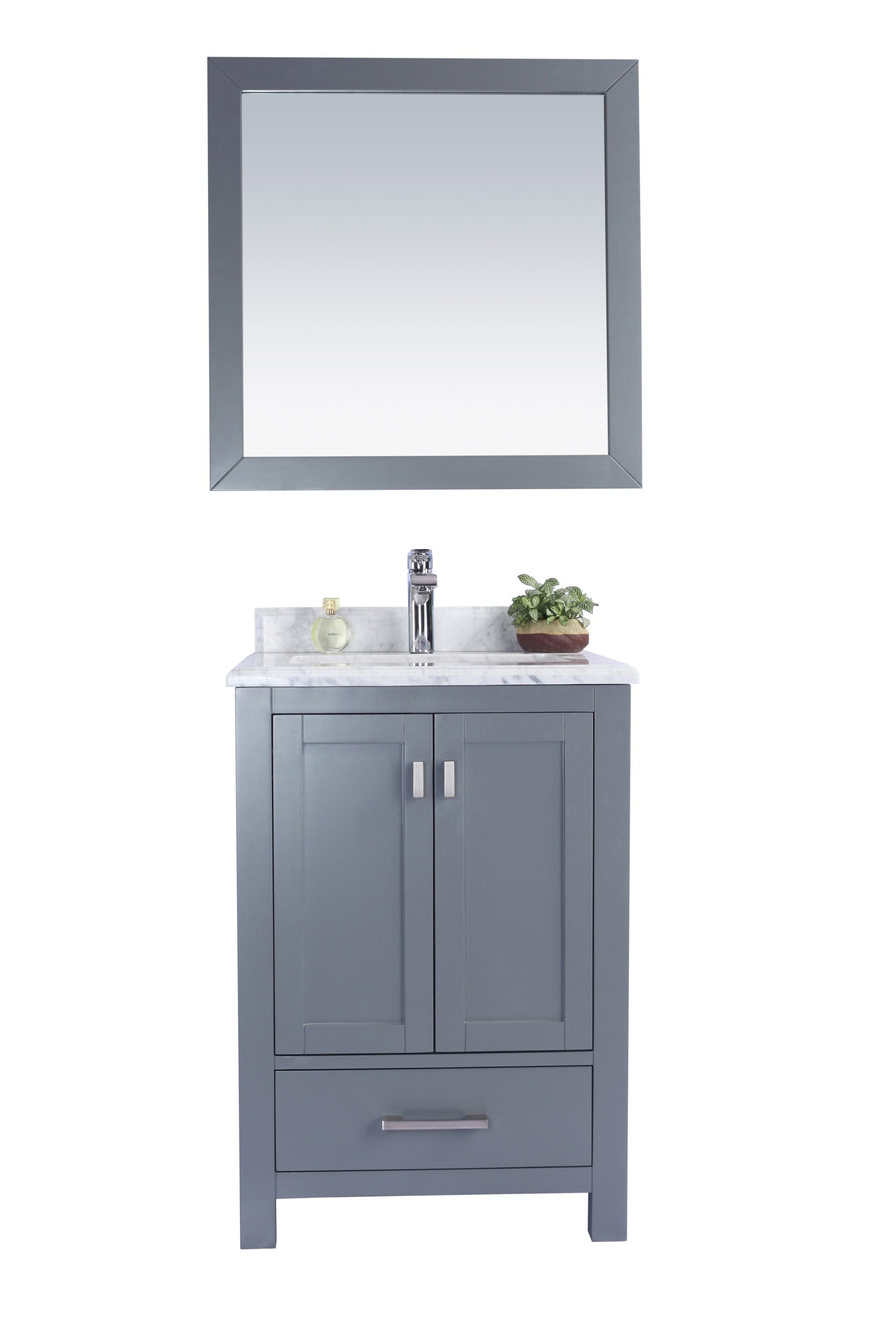 Laviva - Wilson 24" Grey Bathroom Vanity with White Carrara Marble Countertop | 313ANG-24G-WC