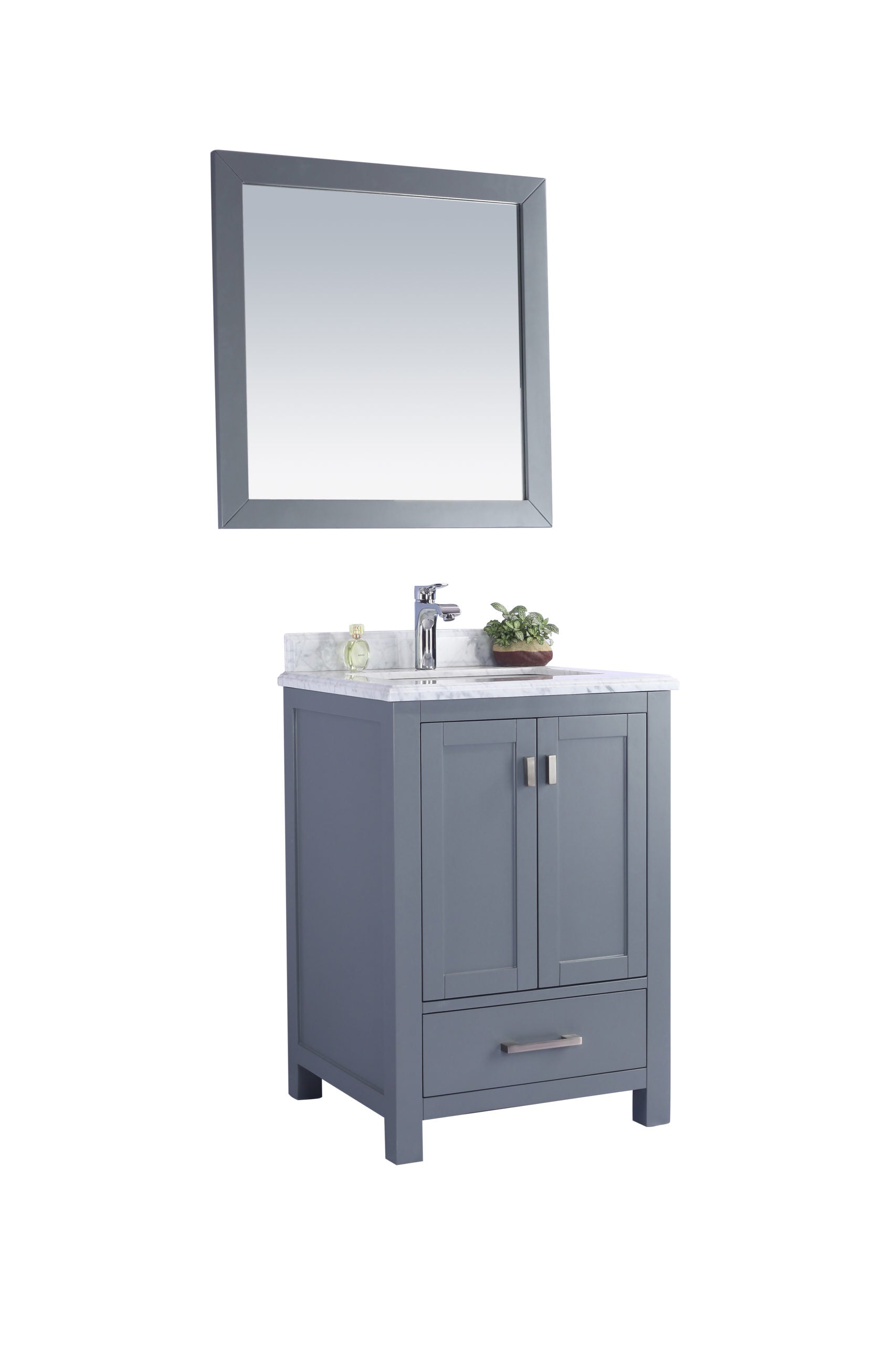 Laviva - Wilson 24" Grey Bathroom Vanity with White Carrara Marble Countertop | 313ANG-24G-WC