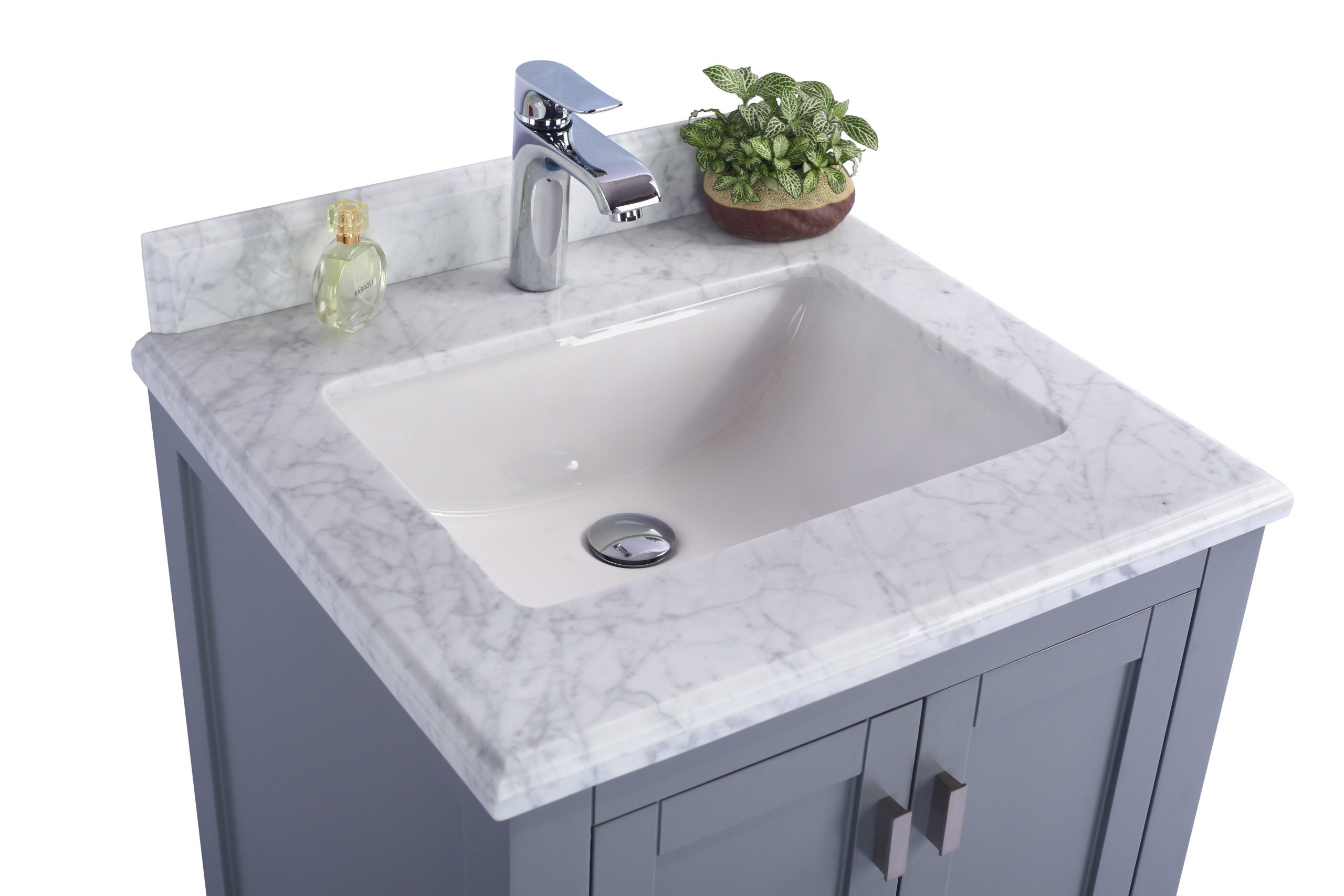 Laviva - Wilson 24" Grey Bathroom Vanity with White Carrara Marble Countertop | 313ANG-24G-WC