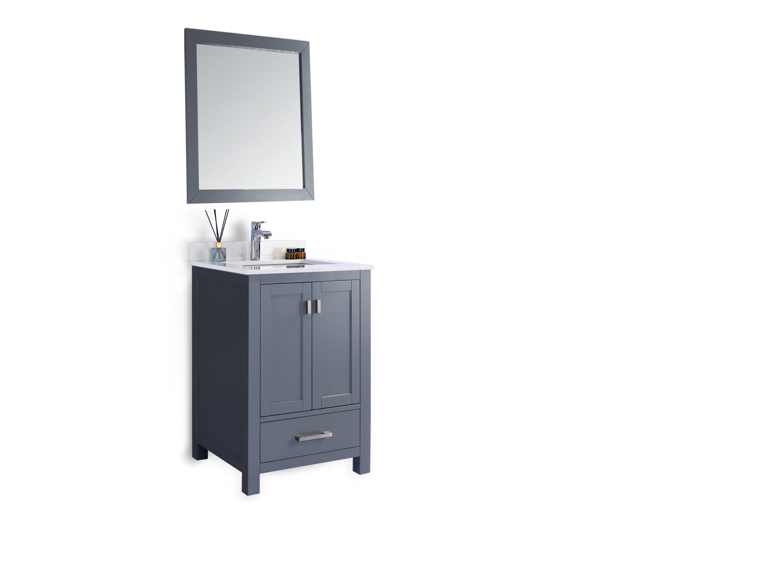 Laviva - Wilson 24" Grey Bathroom Vanity with White Quartz Countertop | 313ANG-24G-WQ