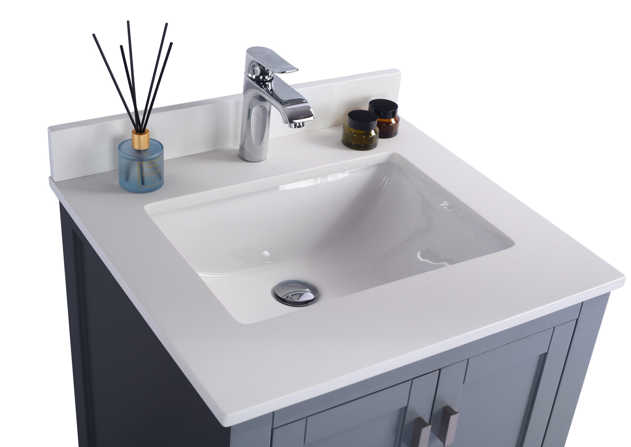 Laviva - Wilson 24" Grey Bathroom Vanity with White Quartz Countertop | 313ANG-24G-WQ