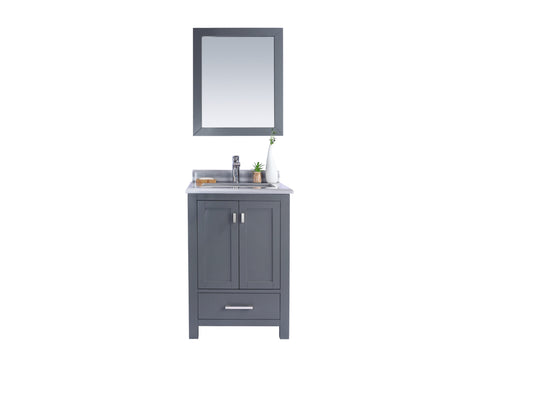 Laviva - Wilson 24" Grey Bathroom Vanity with White Stripes Marble Countertop | 313ANG-24G-WS