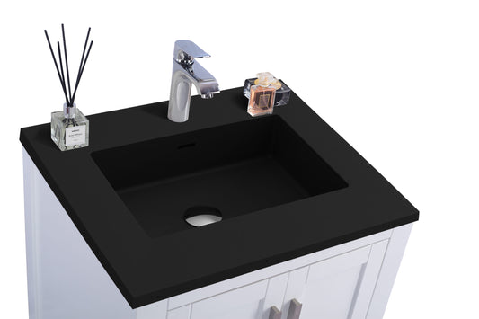 Laviva - Wilson 24" White Bathroom Vanity with Matte Black VIVA Stone Solid Surface Countertop | 313ANG-24W-MB